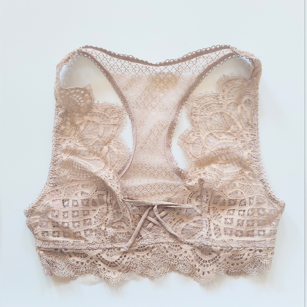 Victoria's Secret Dream Angels Bralette Racerback Lace Unlined Bra Beige Size XS